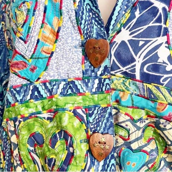 Vintage Y2K 90s Sandy Starkman Cottagecore Quilt Patchwork Jacket Blazer SZ M - Picture 12 of 14